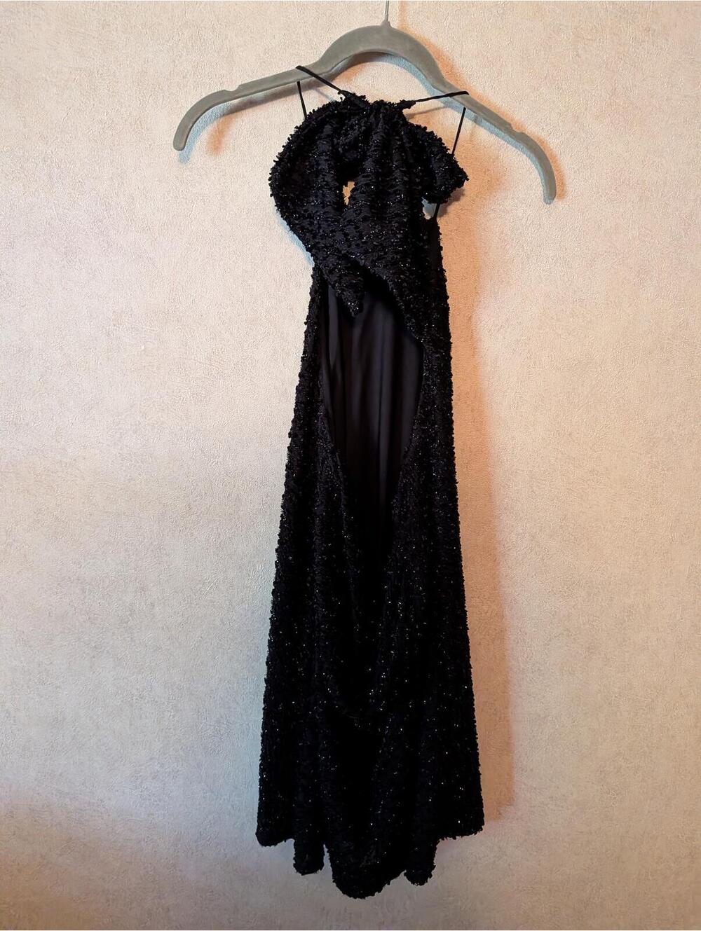 NBD black floral halterneck mini formal dress sz S - Picture 5 of 6
